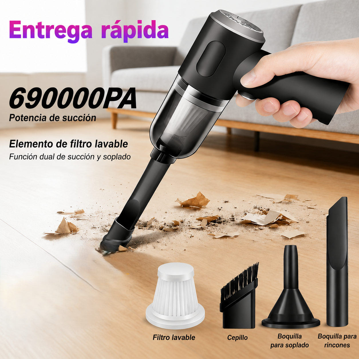 Mini Aspiradora Portátil Recargable Auto